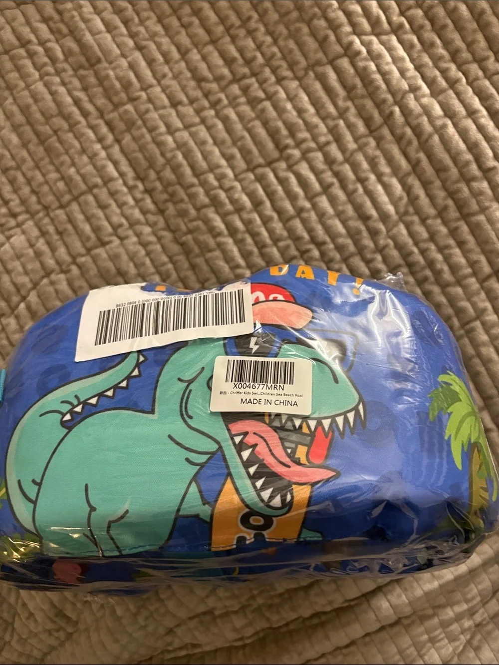 Blue Dino Print Kids Swim Rashguard - Sun Safe Swim Top